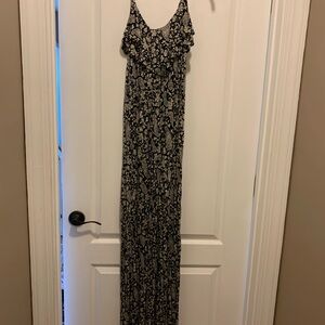 Floral Black and Tan Maxi Dress